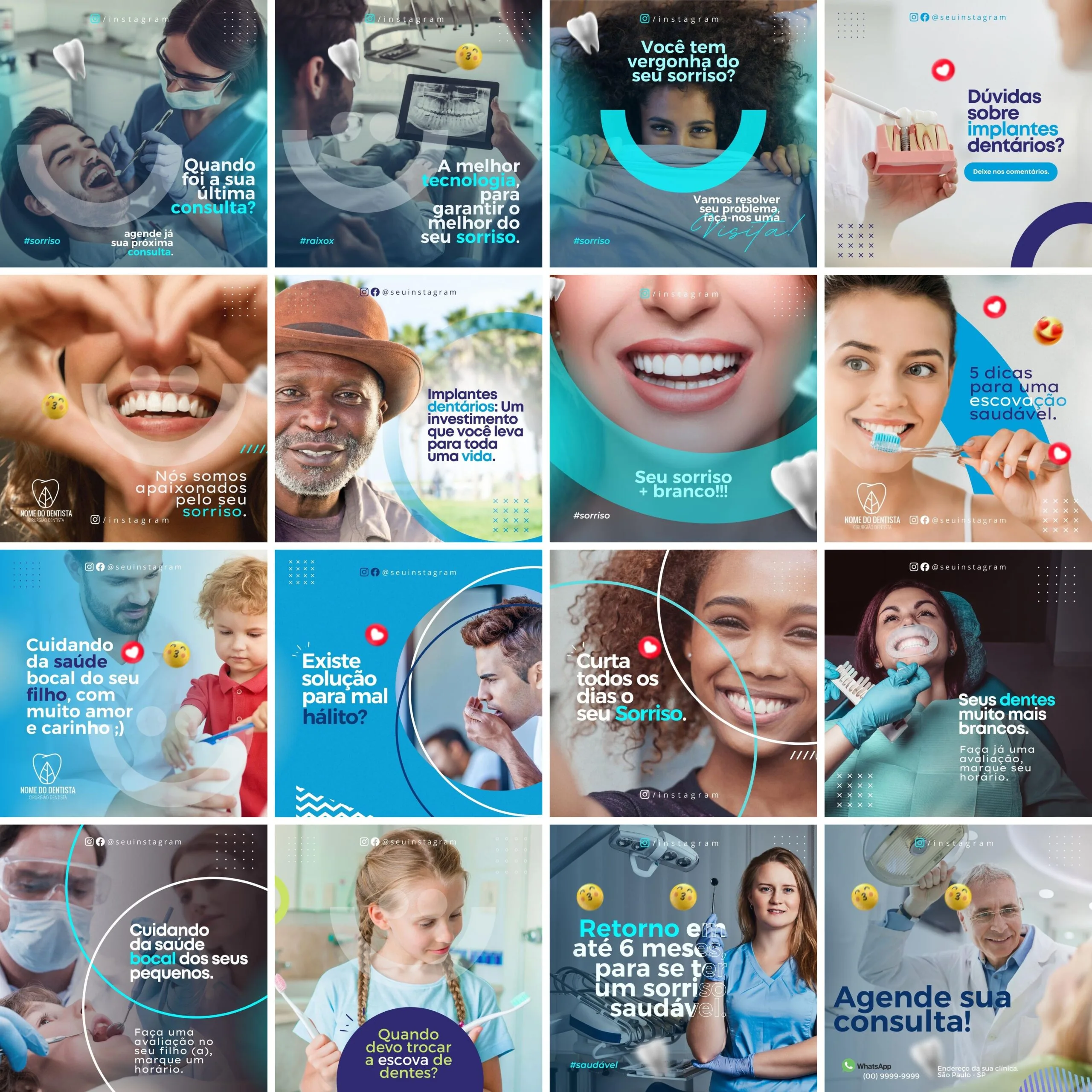 Pack Canva Dentista Odonto 90 Modelos Editáveis+ Bônus 3 Pack Canva Dentista Odonto 90 Modelos Editáveis+ Bônus - Imagem 3