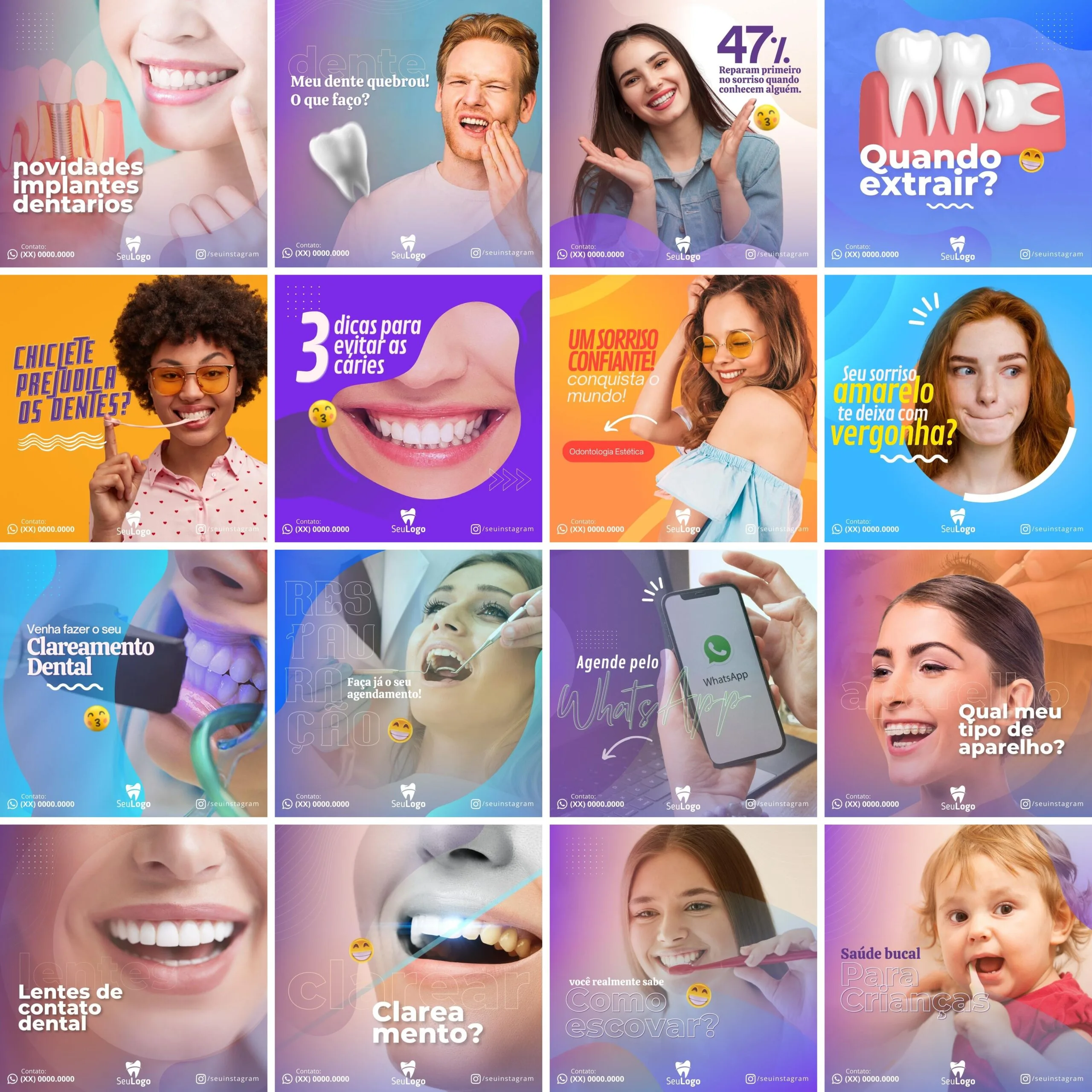 Pack Canva Dentista Odonto 90 Modelos Editáveis+ Bônus 4 Pack Canva Dentista Odonto 90 Modelos Editáveis+ Bônus - Imagem 4