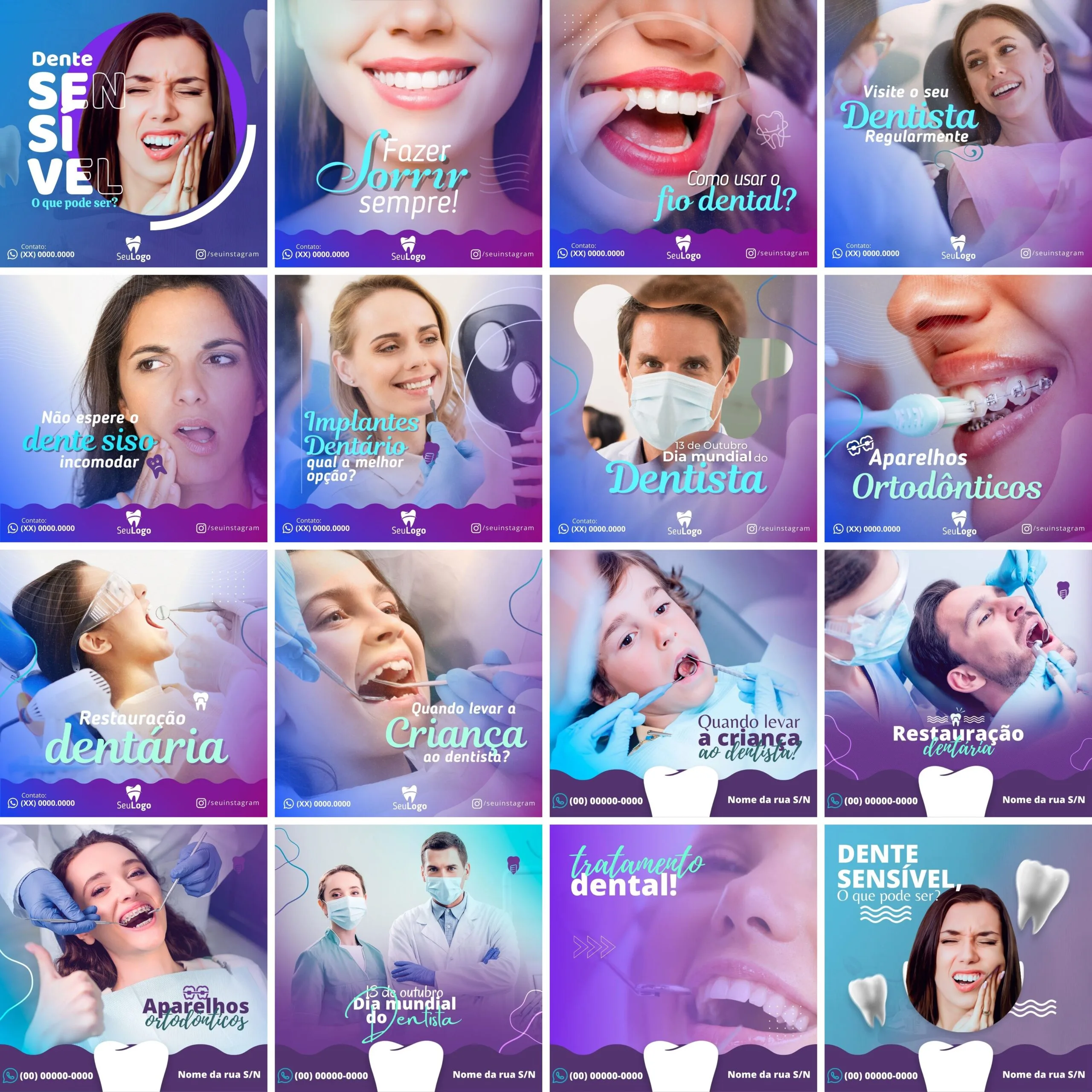 Pack Canva Dentista Odonto 90 Modelos Editáveis+ Bônus 5 Pack Canva Dentista Odonto 90 Modelos Editáveis+ Bônus - Imagem 5
