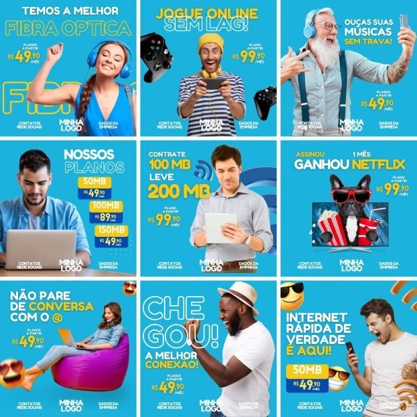 Pack Canva Provedor de Internet 28 Modelos Editáveis+ Bônus - Imagem 3