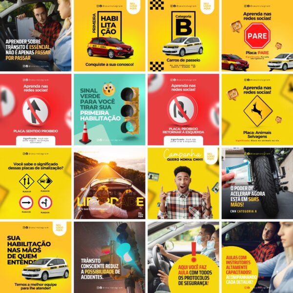 Pack Canva Auto Escola 30 Modelos Editáveis+ Bônus