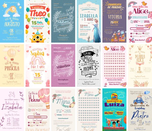 Pack Canva Convites Infantis 30 Templates Editáveis - Imagem 2