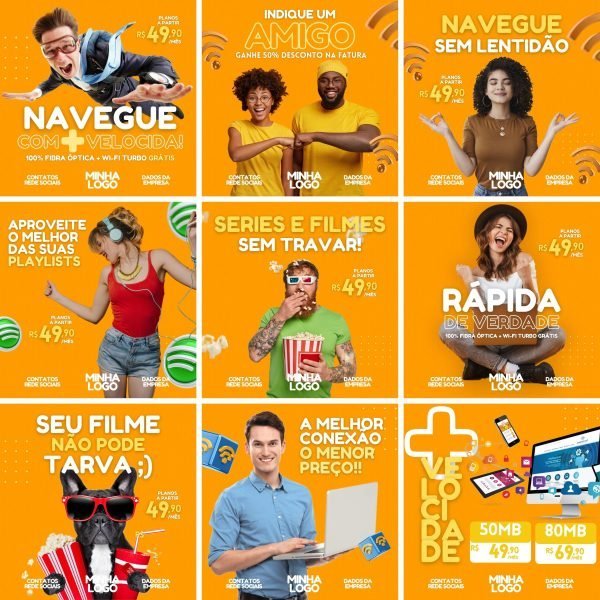 Pack Canva Provedor De Internet 18 Modelos EditáveisMídias Sociais + Bônus - Imagem 2