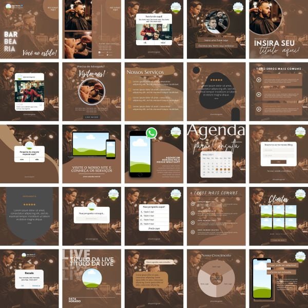 Pack Canva Barbearia Cabelereiro 25 Modelos Editáveis+ Bônus