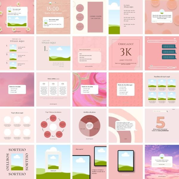 Pack Canva Feed Post Instagram 3.0 100 Modelos Editáveis+ Bônus