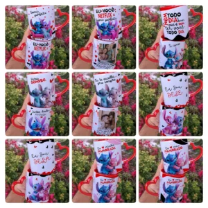 17 Estampas Editáveis de Stitch para Caneca dos Namorados