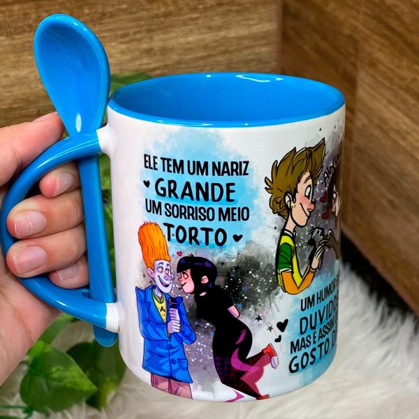 2 Artes Caneca Sorriso Torto Música Namorados Ele e Ela