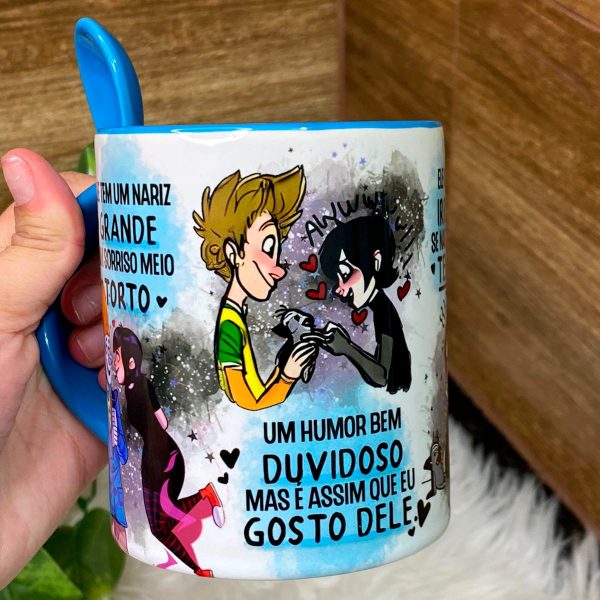 2 Artes Caneca Sorriso Torto Música Namorados Ele e Ela