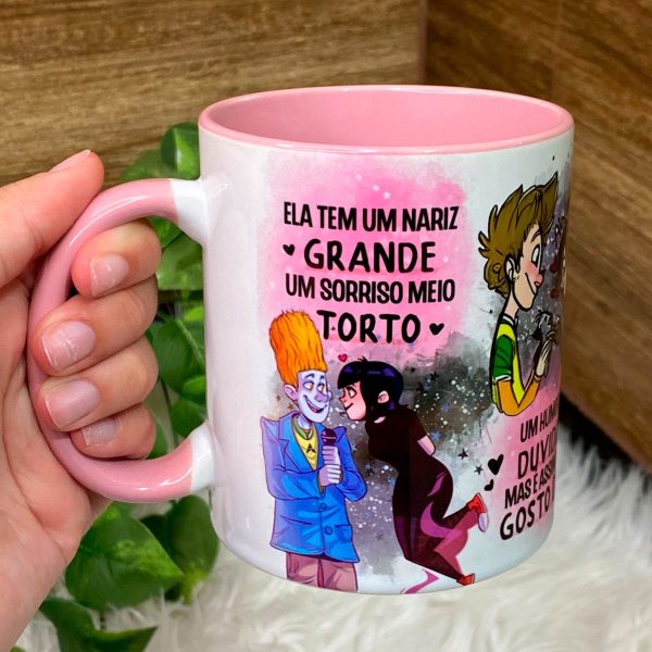 2 Artes Caneca Sorriso Torto Música Namorados Ele e Ela