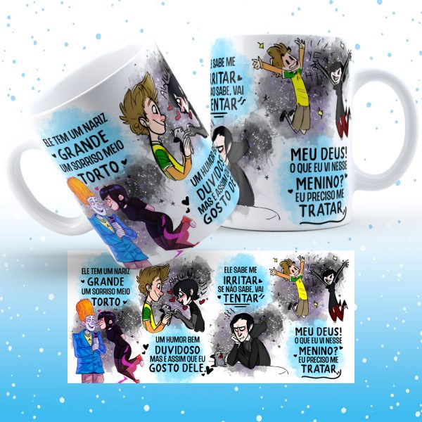 2 Artes Caneca Sorriso Torto Música Namorados Ele e Ela