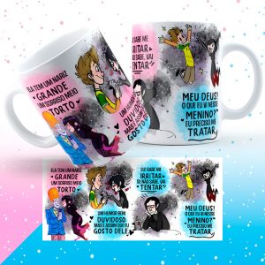 2 Artes Caneca Sorriso Torto Música Namorados Ele e Ela