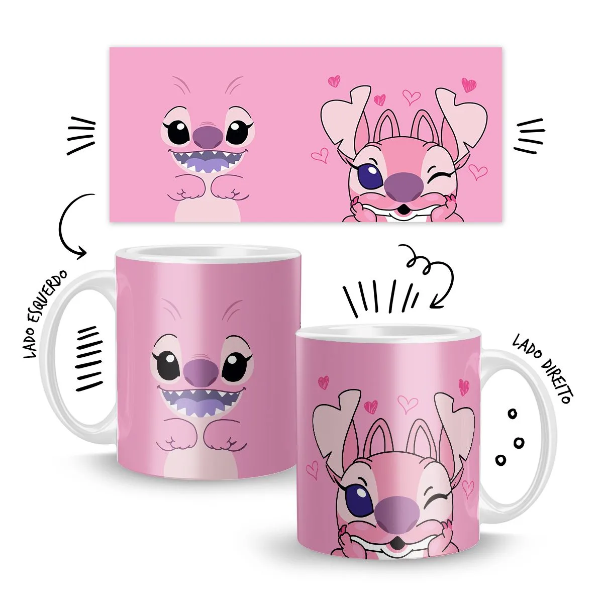 2 Artes Caneca Stich E Angel Desenho We Love Stitch 3