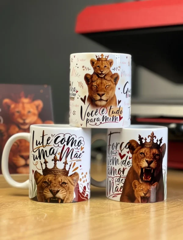 20 Artes JPG para Caneca de Dia das Mães - Mãe Leoa