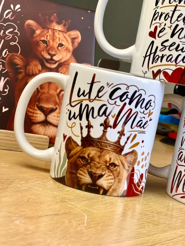 20 Artes JPG para Caneca de Dia das Mães - Mãe Leoa