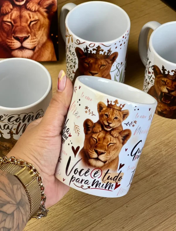 20 Artes JPG para Caneca de Dia das Mães - Mãe Leoa