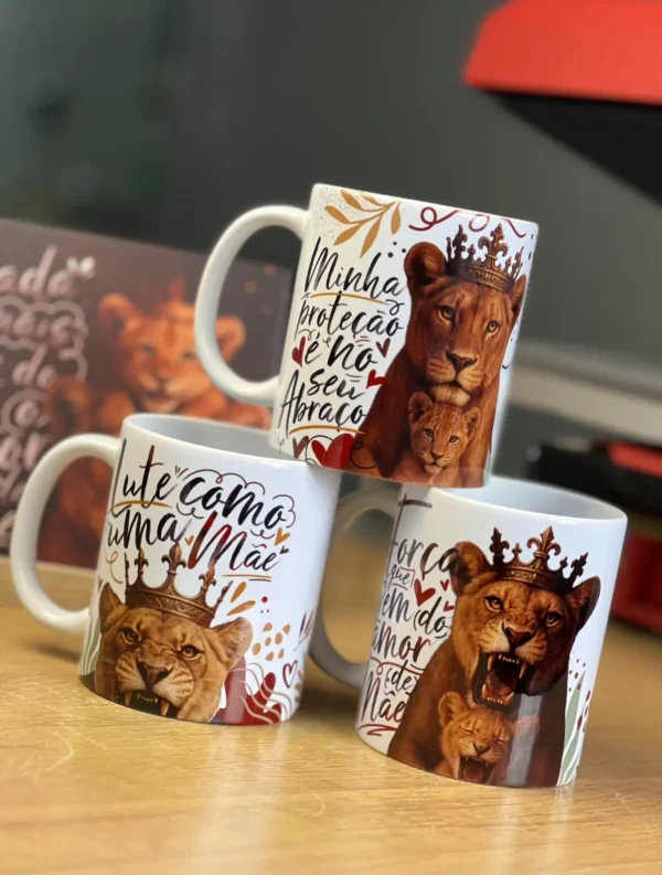 20 Artes JPG para Caneca de Dia das Mães - Mãe Leoa