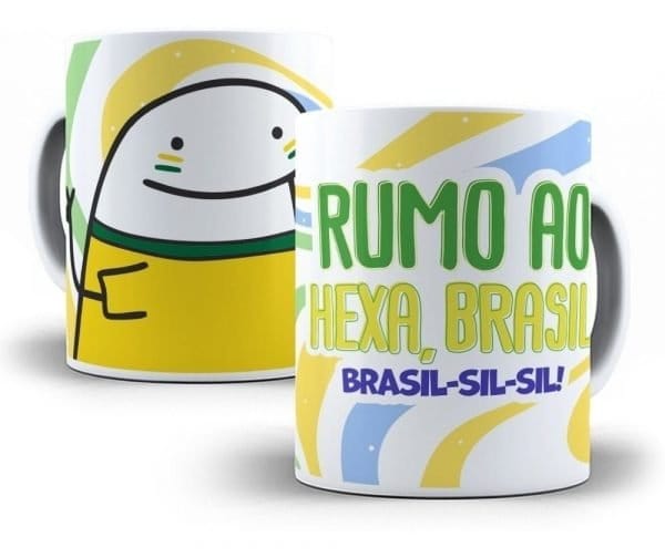 9 Artes Caneca Flork Torcedor Seleção Brasileira Hexa Png
