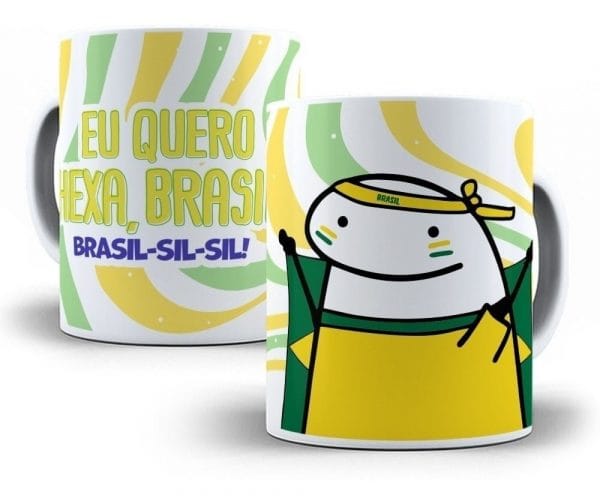 9 Artes Caneca Flork Torcedor Seleção Brasileira Hexa Png