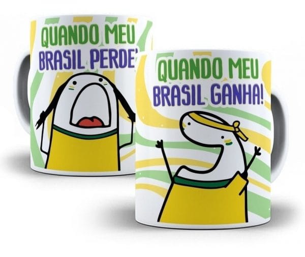 9 Artes Caneca Flork Torcedor Seleção Brasileira Hexa Png