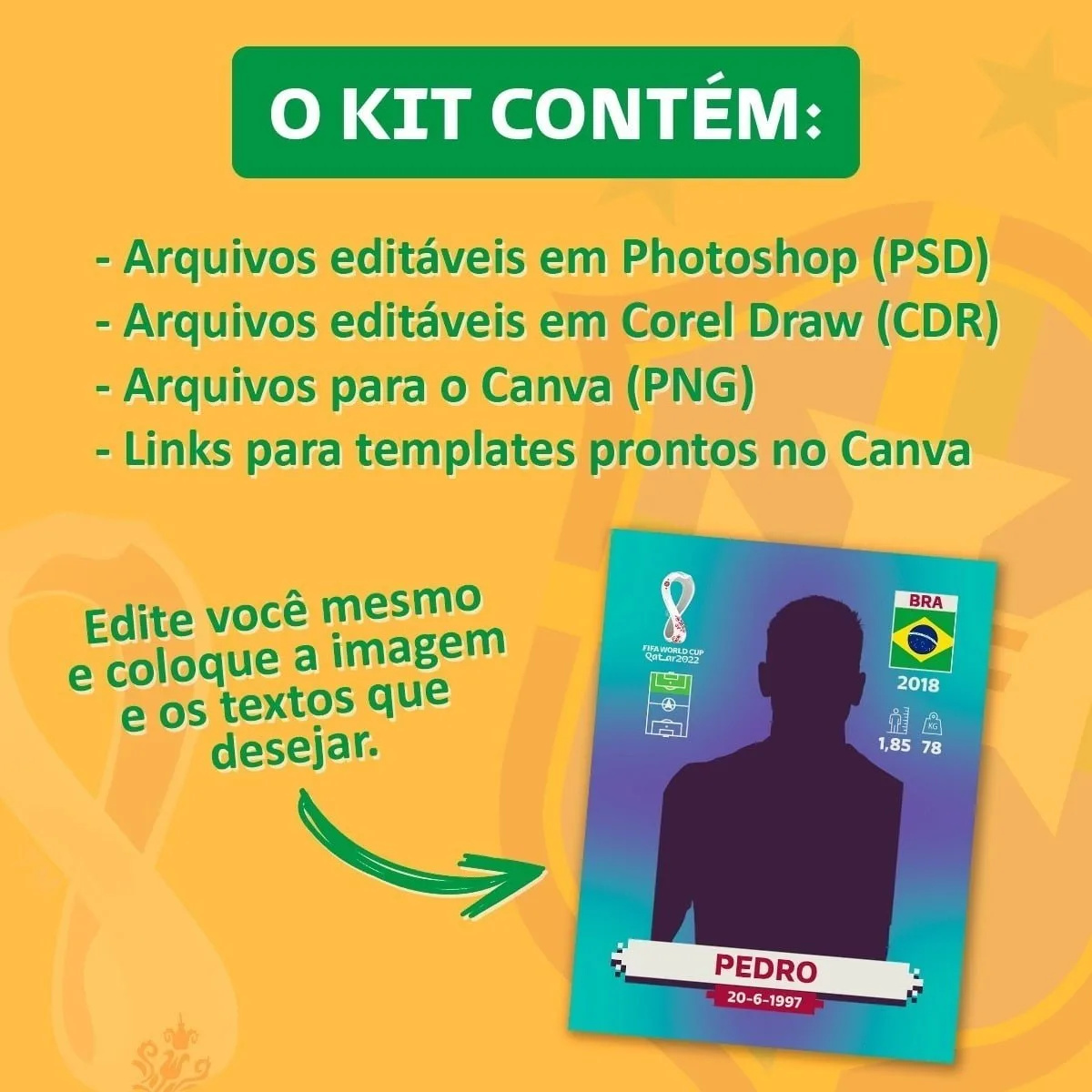 Arquivo Digital Editável Figurinha Copa 2022 Cdr Psd E Canva