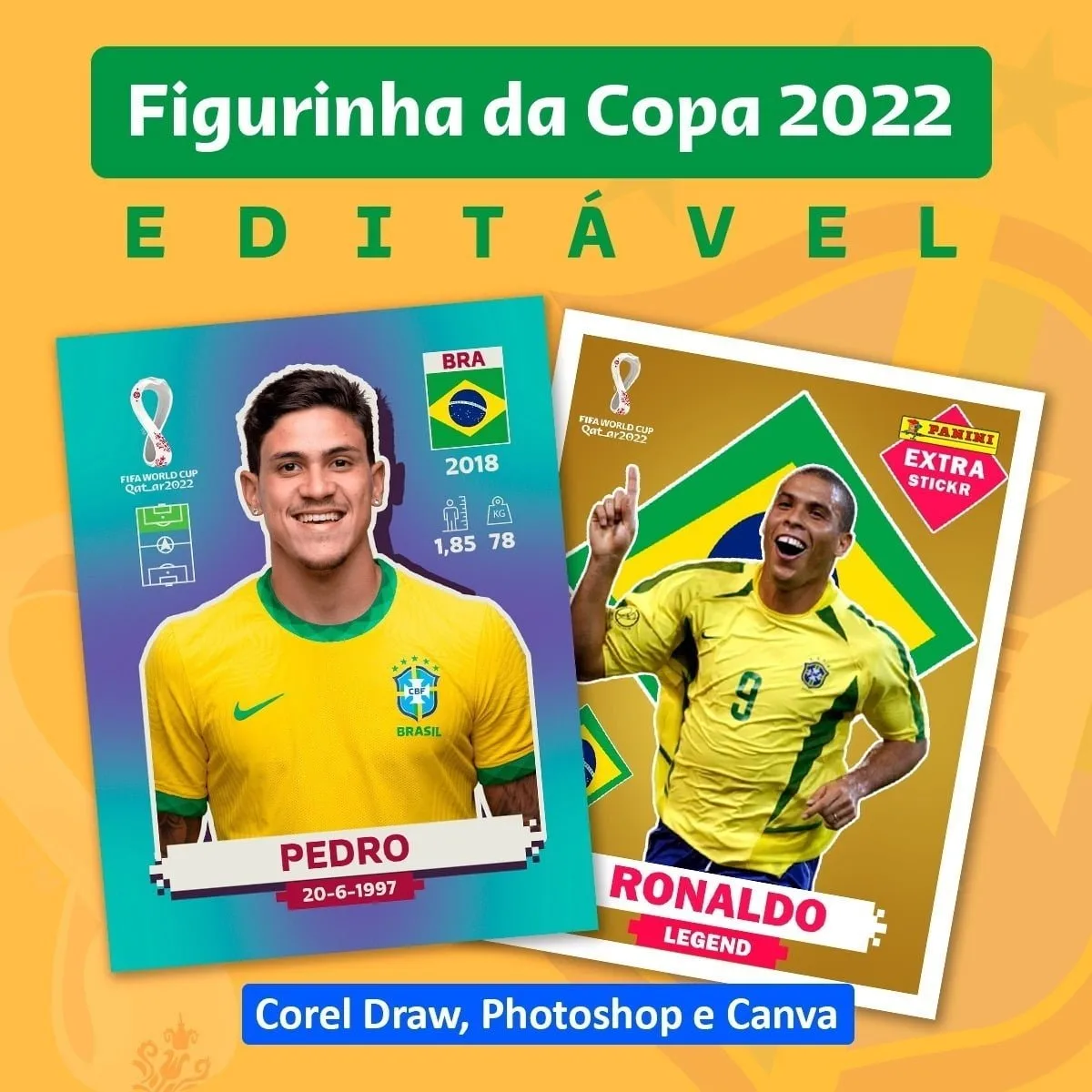 Arquivo Digital Editável Figurinha Copa 2022 Cdr Psd E Canva