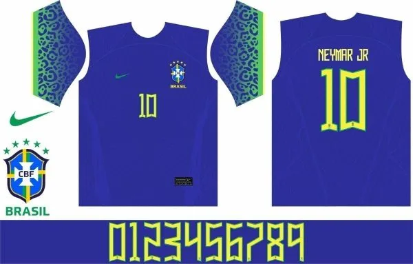 Arte Vetor Fonte Camisa Seleção Brasileira 22 Copa Mundo