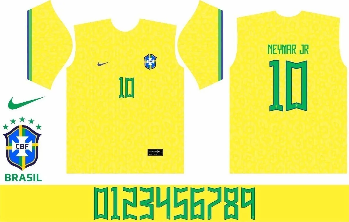 Arte Vetor Fonte Camisa Seleção Brasileira 22 Copa Mundo 2 Arte Vetor Fonte Camisa Seleção Brasileira 22 Copa Mundo
