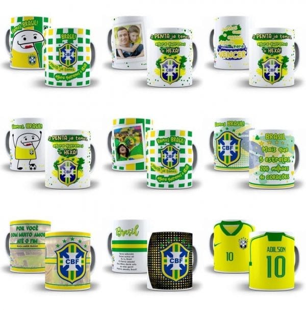 Artes Caneca Brasil Copa Mundo 2022 Qatar Vetores Em Corel
