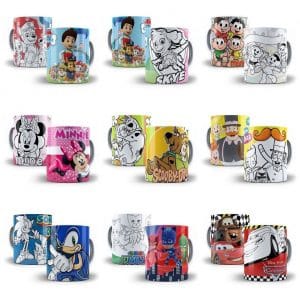 Artes Caneca P Colorir Personagens Desenho Animado Crianças
