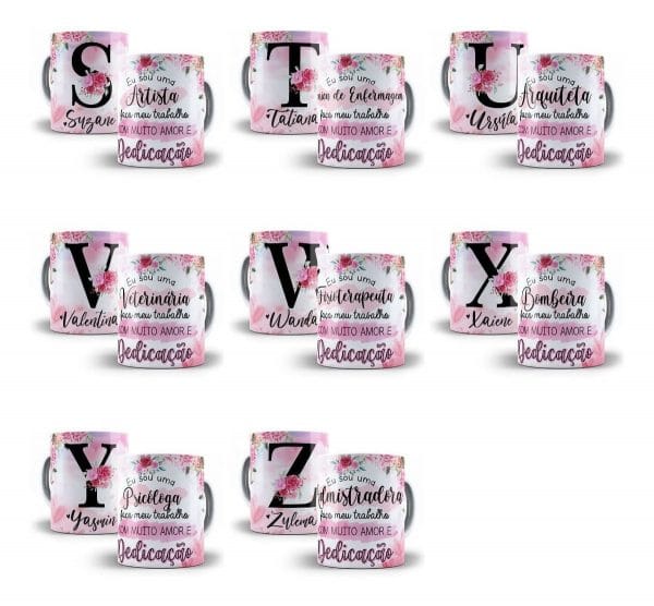 Artes Sublimação Alfabeto Floral Caneca Almofada Em Corel