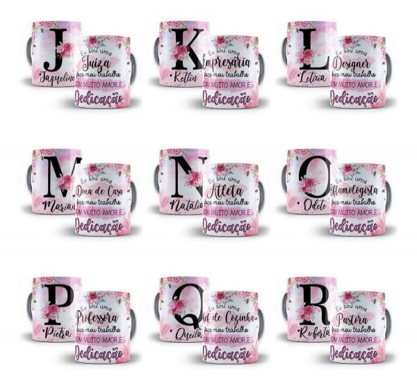 Artes Sublimação Alfabeto Floral Caneca Almofada Em Corel