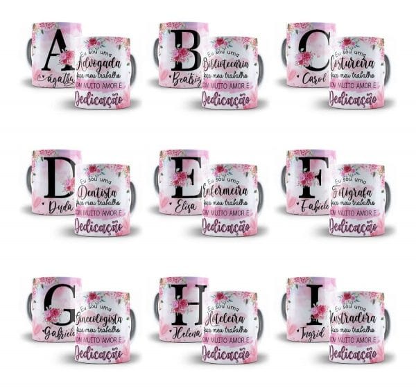 Artes Sublimação Alfabeto Floral Caneca Almofada Em Corel