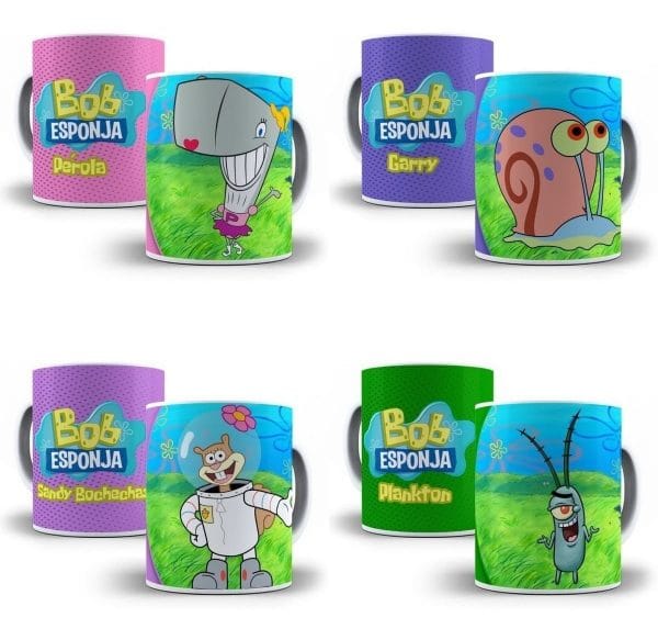 Artes Sublimação Caneca Bob Esponja Editável Em Photoshop