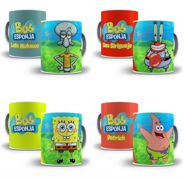 Artes Sublimação Caneca Bob Esponja Editável Em Photoshop