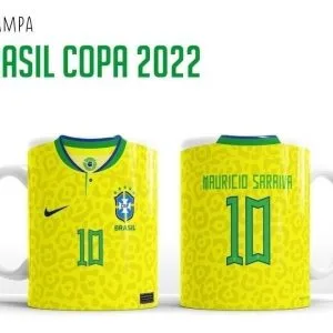 Artes Sublimação Caneca Seleção Brasileira Copa Qatar 2022