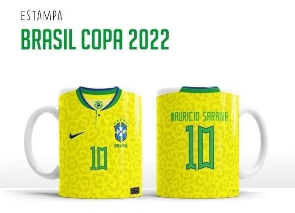 Artes Sublimação Caneca Seleção Brasileira Copa Qatar 2022