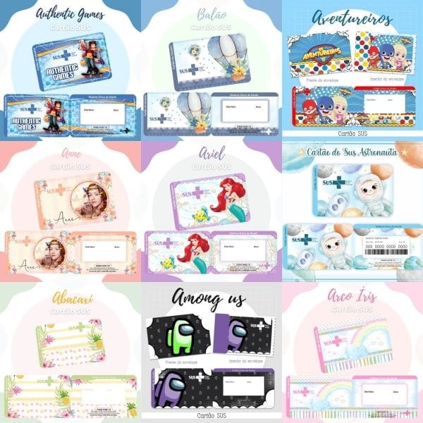 Cartão Do Sus Personalizado 119 Estampas Em Png