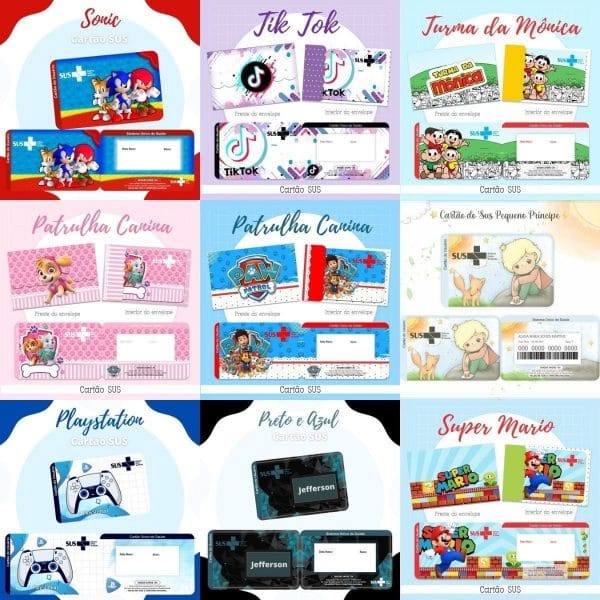 Cartão Do Sus Personalizado 119 Estampas Em Png