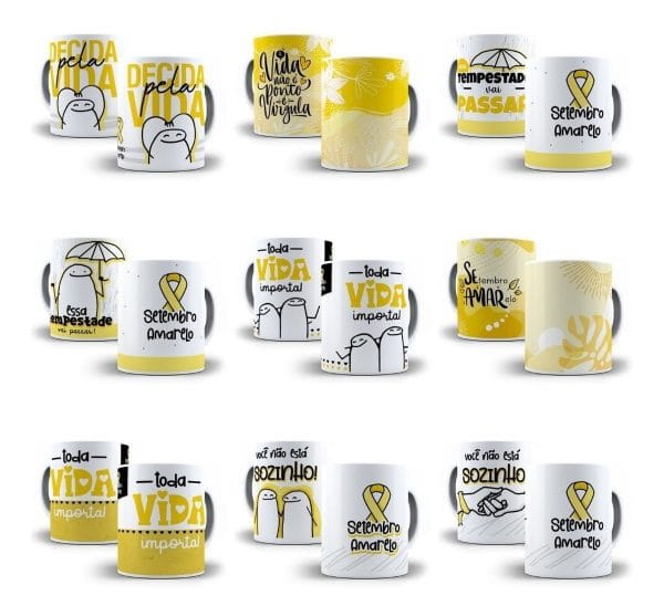 Combo Setembro Amarelo 25 Artes Sublimação Caneca Flork