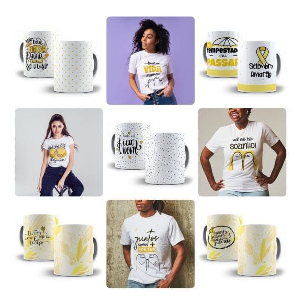 Combo Setembro Amarelo 25 Artes Sublimação Caneca Flork