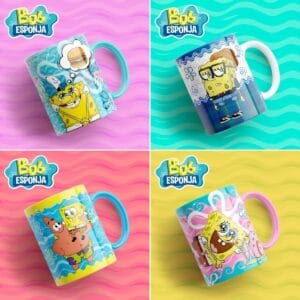 Estampa Caneca Personagem Bob Esponja Crianças Editável Psd