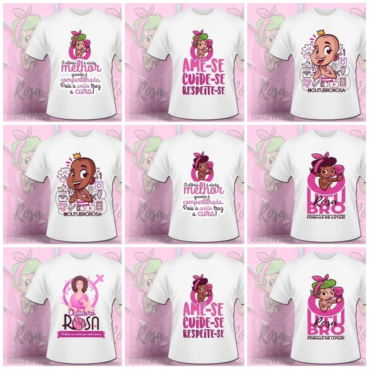 Estampas Caneca Camiseta Outubro Rosa 14 Artes Editáveis Psd 2 Estampas Caneca Camiseta Outubro Rosa 14 Artes Editáveis Psd