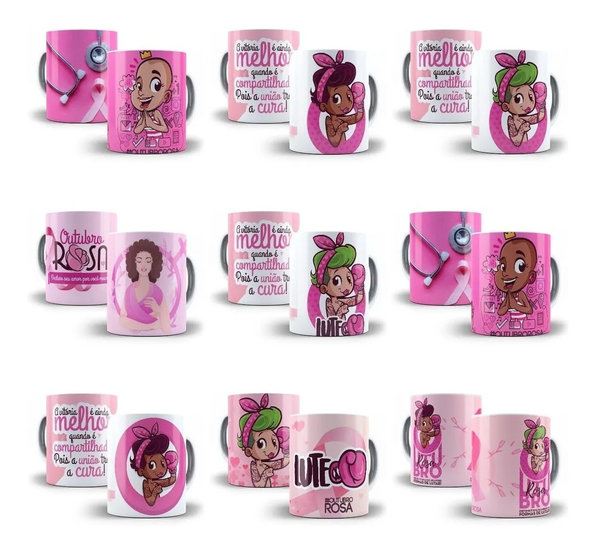 Estampas Caneca Camiseta Outubro Rosa 14 Artes Editáveis Psd 3 Estampas Caneca Camiseta Outubro Rosa 14 Artes Editáveis Psd