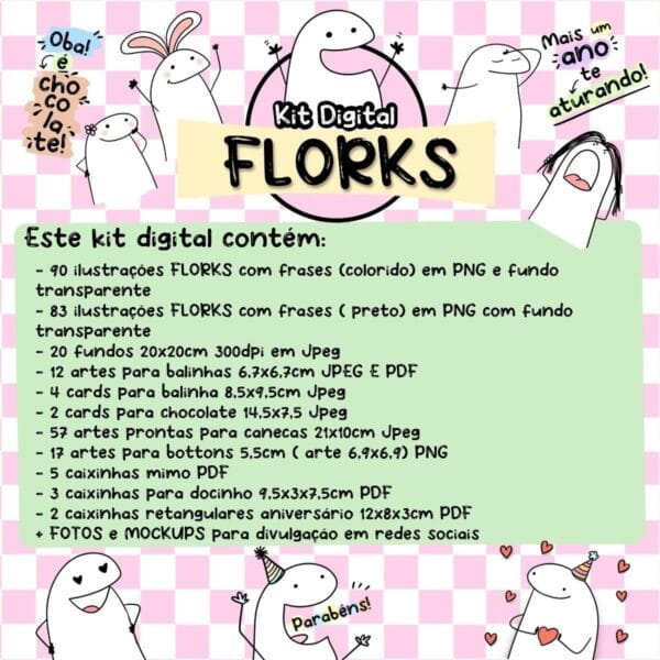 Florks Memes Kit Digital Signos Frases Ilustrações Caixa Tag