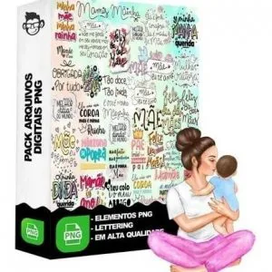 Kit Arquivo Lettering Frases Dia Das Mães Png Fofo Mimo Arte
