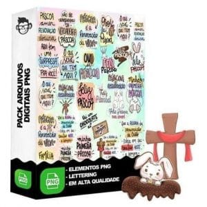 Kit Arquivo Lettering Frases Pascoa Chocolate Coelhinho Png