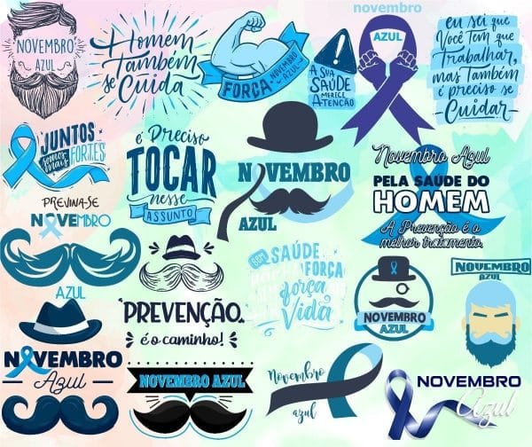 Kit Digital Novembro Azul Frases Prevenção Cuidado Png