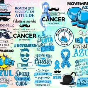 Kit Digital Novembro Azul Frases Prevenção Cuidado Png