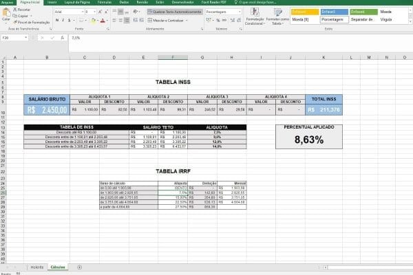 Modelo Contracheque Holerite Tabelas Atualizadas Inss Irrf