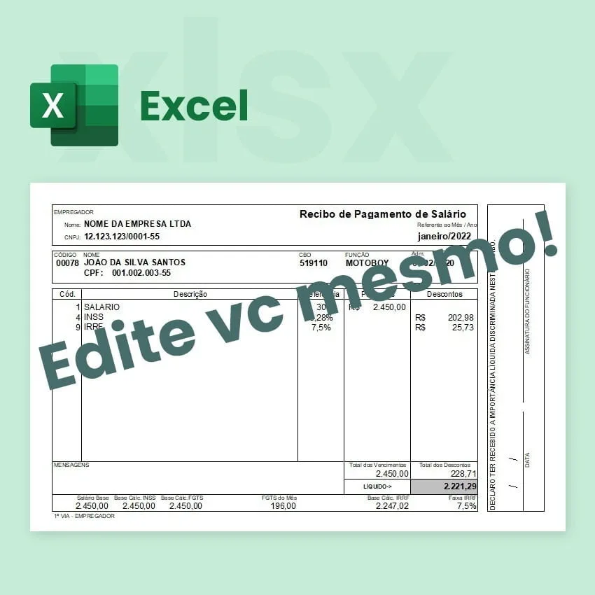 Modelo Contracheque Holerite Tabelas Atualizadas Inss Irrf